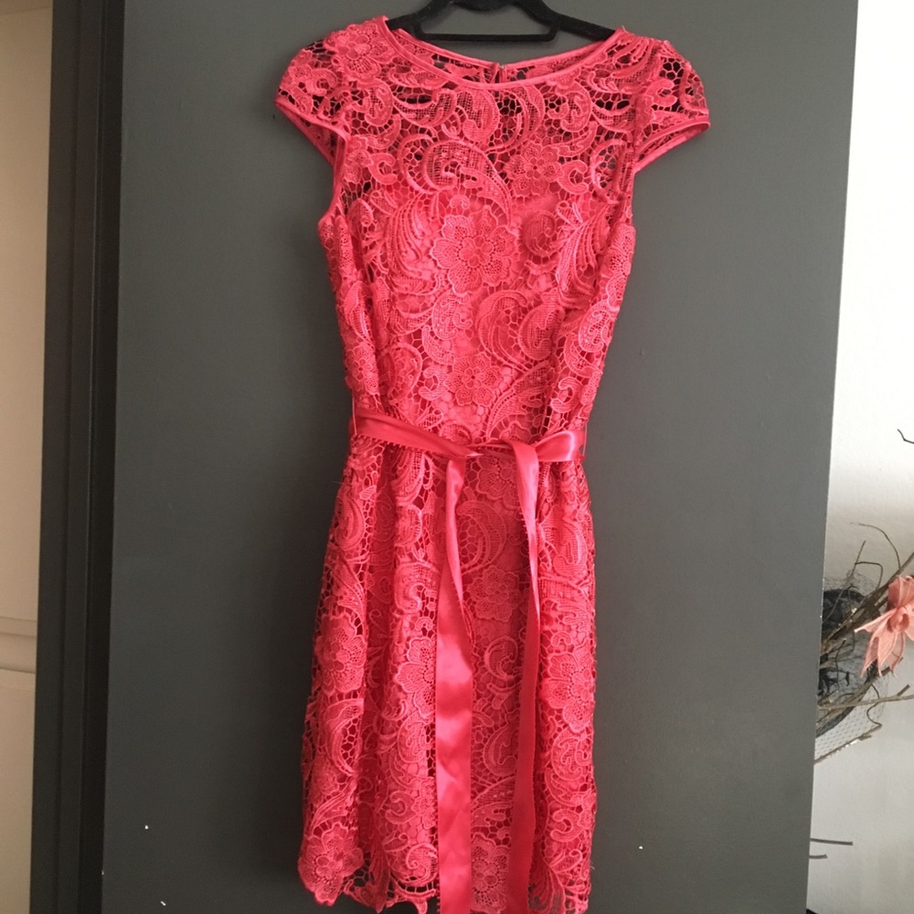 Adrianna Papell Lace Sheath Dress Pink